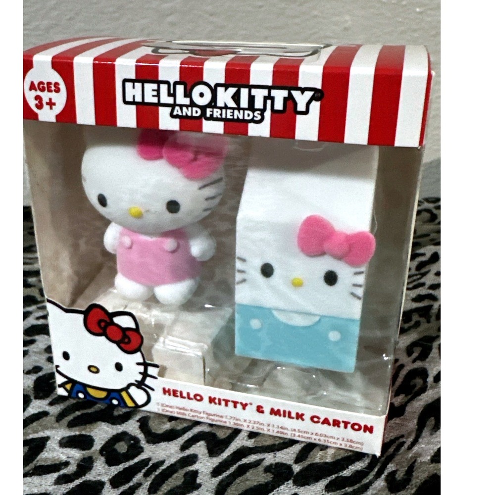 Hello Kitty and Friends Milk Carton Figurine Set Sanrio Flocked Mini Figures